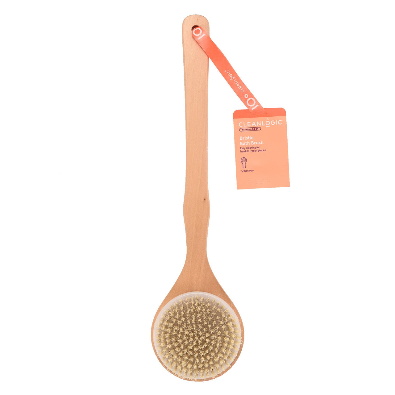 Cleanlogic Wooden Handle Bristle Bath Brush, 1 Ea